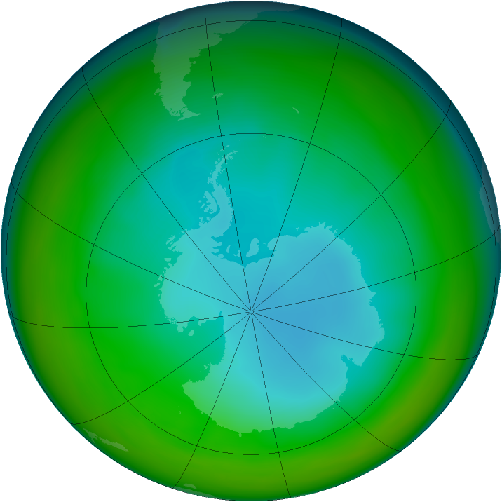 Antarctic ozone map for July 2005